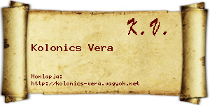 Kolonics Vera névjegykártya
